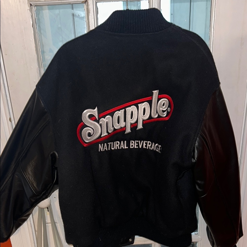 Snapple Black Bomber Jacket Varsity Style